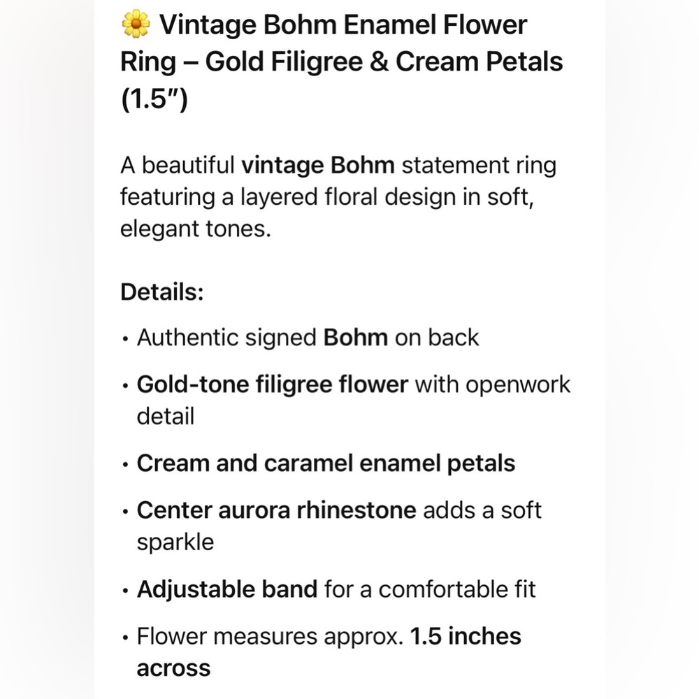 BOHM VINTAGE FLOWER RING - Picture 2 of 9